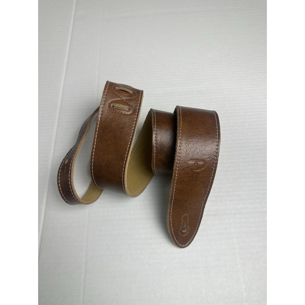 Perri's Italian Leather Guitar Strap Premium Suede Backing Chestnut Brown 2"